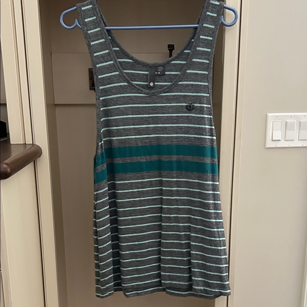 Striped Gray and Teal Women's Tank Top